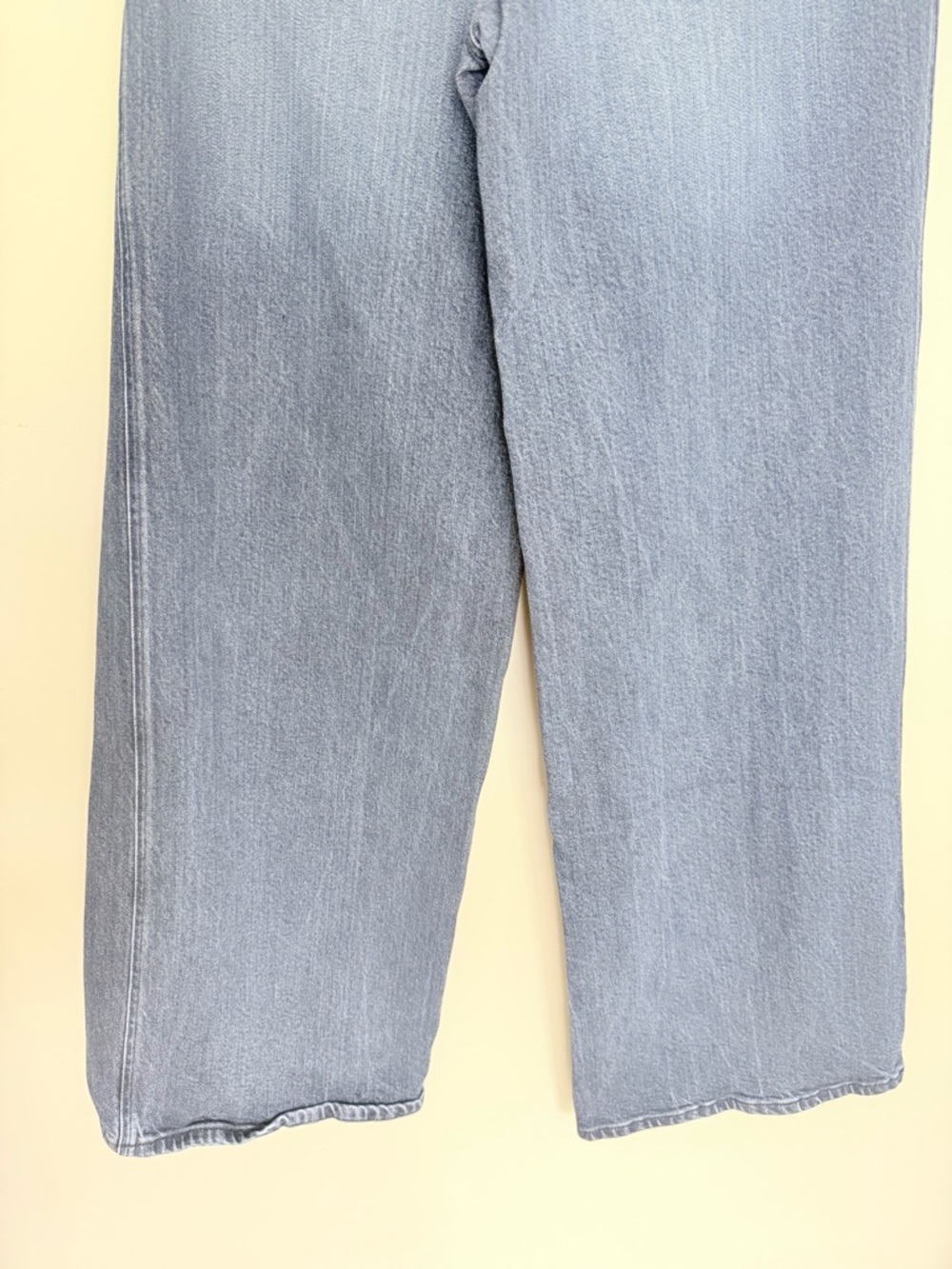 Good American "Soft Tech Good Skate" Indigo Blue Denim High Waist Wide Leg Jean - Picture 10 of 16